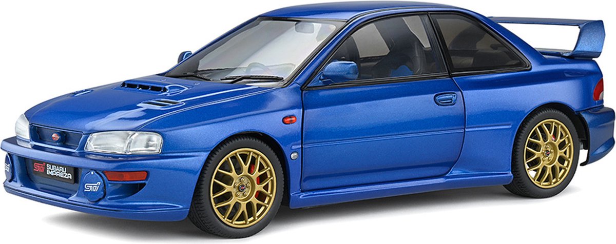 Subaru Impreza 22B-STi Version (Blauw) (27 cm) 1/18 Solido {Modelauto - Schaalmodel - Model auto - Miniatuurauto}